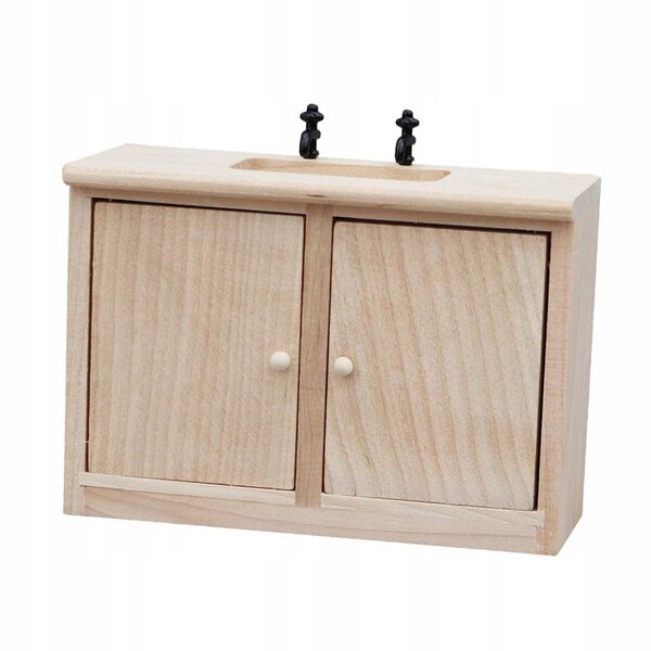 Miniatura lavandino in legno per casa delle bambole scala 1:12 decorazione artigianale