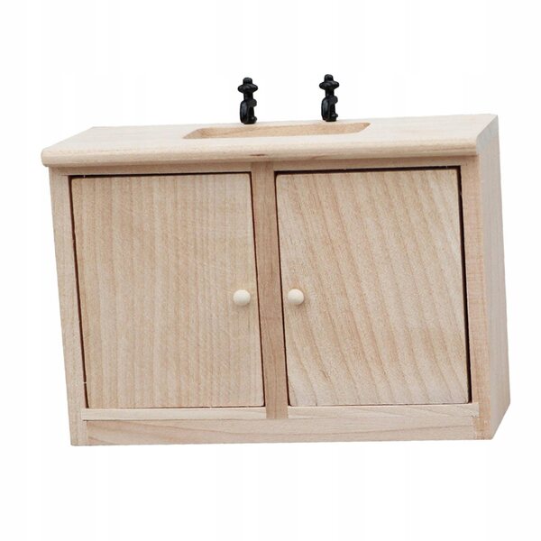 Miniatura lavandino in legno per casa delle bambole scala 1:12 decorazione artigianale