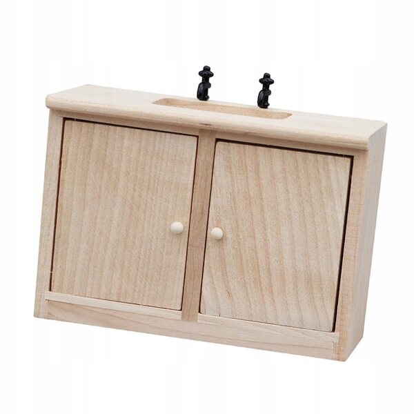 Miniatura lavandino in legno per casa delle bambole scala 1:12 decorazione artigianale