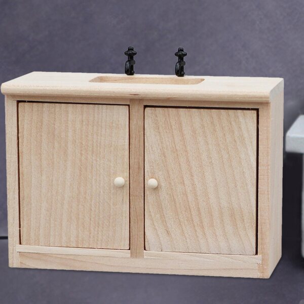 Miniatura lavandino in legno per casa delle bambole scala 1:12 decorazione artigianale