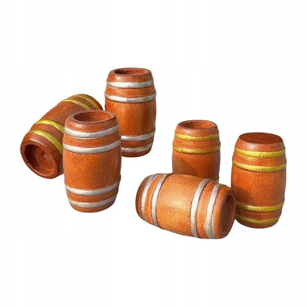 6 Miniatur-Holzfässer für Treppen, Barmodelle und Szenendekorationen, 2,7 x 4,2 cm