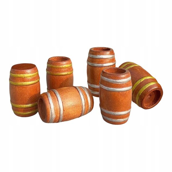 6 Miniatur-Holzfässer für Treppen, Barmodelle und Szenendekorationen, 2,7 x 4,2 cm