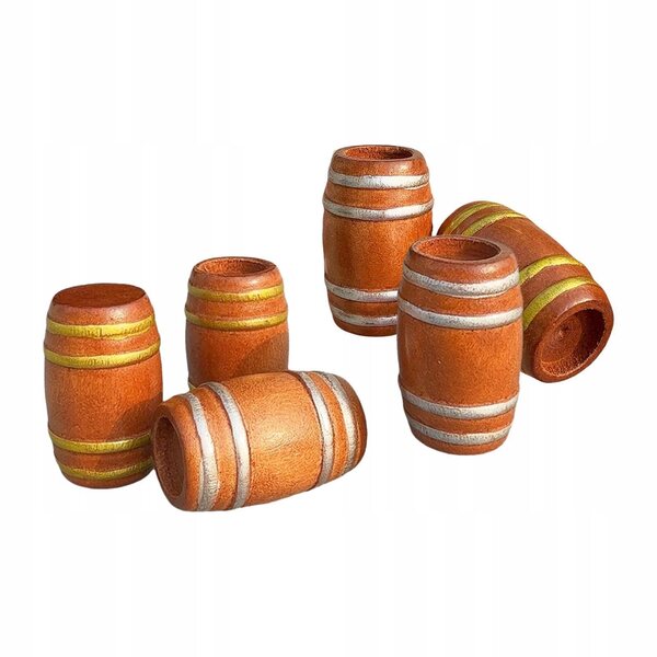 6 Miniatur-Holzfässer für Treppen, Barmodelle und Szenendekorationen, 2,7 x 4,2 cm