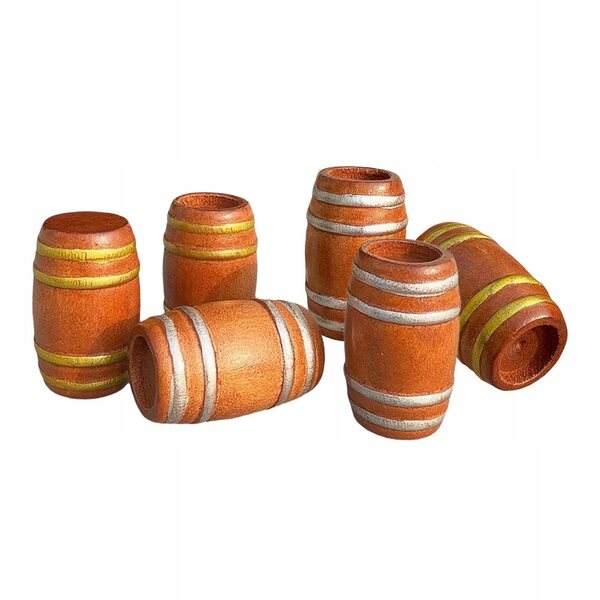 6 Miniatur-Holzfässer für Treppen, Barmodelle und Szenendekorationen, 2,7 x 4,2 cm
