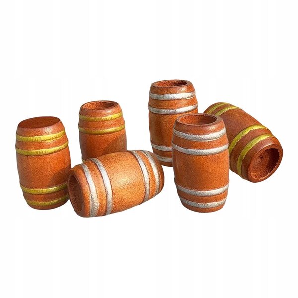 6 Miniatur-Holzfässer für Treppen, Barmodelle und Szenendekorationen, 2,7 x 4,2 cm