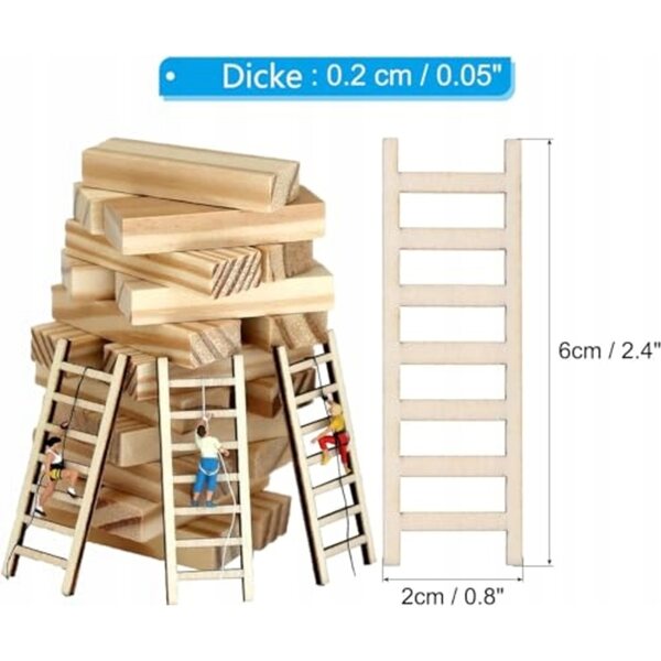 Set 10 Drabine Miniature in Legno per Casa delle Bambole e Decorazione