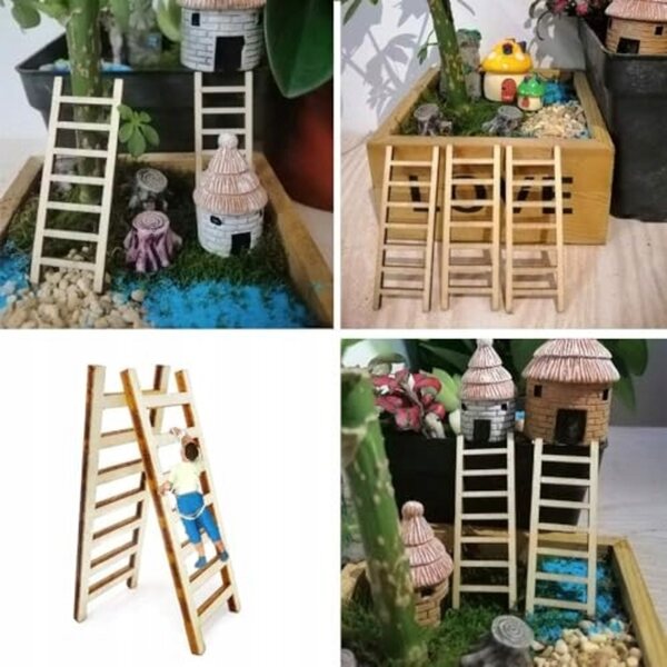Set 10 Drabine Miniature in Legno per Casa delle Bambole e Decorazione