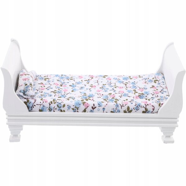 Letto in Legno Miniatura Bianco per Casa delle Bambole, Decorazione Realistica