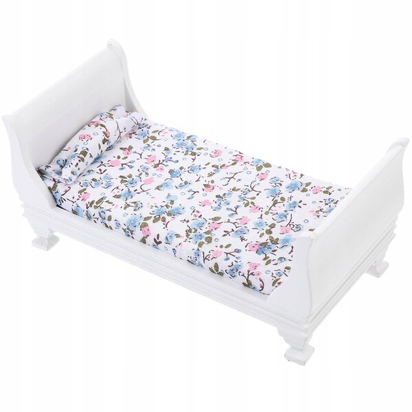 Letto in Legno Miniatura Bianco per Casa delle Bambole, Decorazione Realistica