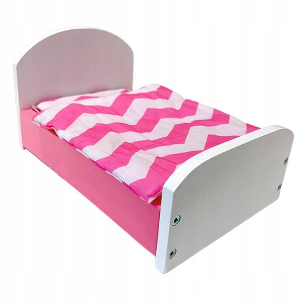 Lit miniature Dollhouse 1:12 avec linge rose décoratif
