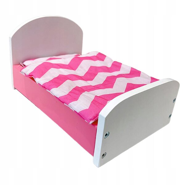 Lit miniature Dollhouse 1:12 avec linge rose décoratif