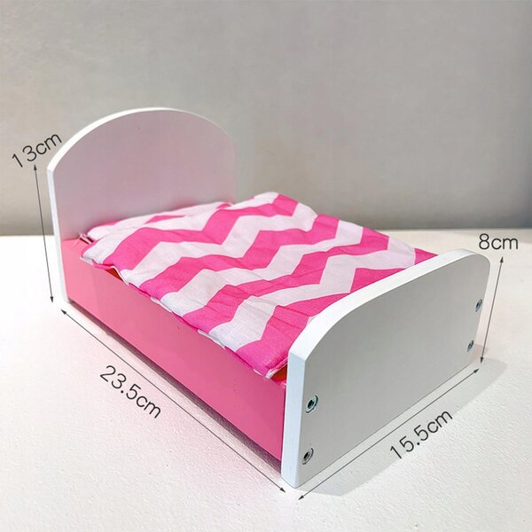 Lit miniature Dollhouse 1:12 avec linge rose décoratif