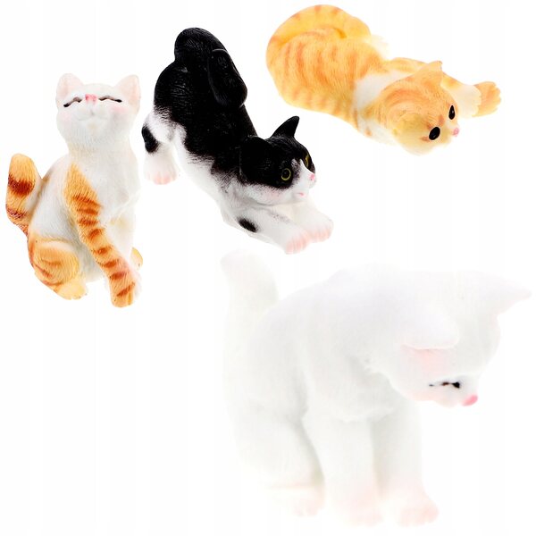 Set 4 Miniature Figurine Gatti in Resina per Decorazioni Casa e Giardino