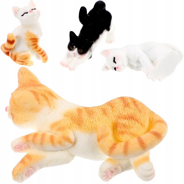 Set 4 Miniature Figurine Gatti in Resina per Decorazioni Casa e Giardino