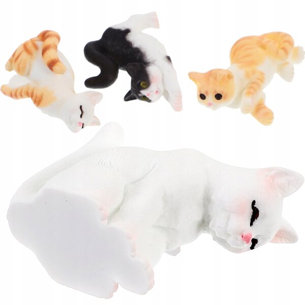 Set 4 Miniature Figurine Gatti in Resina per Decorazioni Casa e Giardino