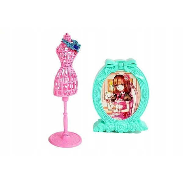 Casa delle bambole con armadio e accessori, bambola da 26 cm, specchio interattivo