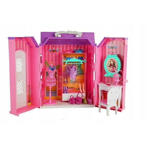 Casa delle bambole con armadio e accessori, bambola da 26 cm, specchio interattivo