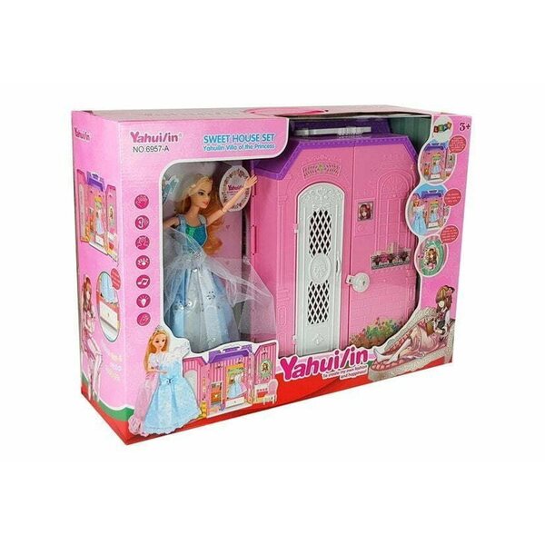 Casa delle bambole con armadio e accessori, bambola da 26 cm, specchio interattivo
