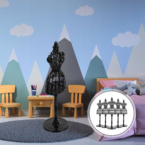 Set 6 manichini miniatura per abiti e gioielli da 21 cm in plastica colorati