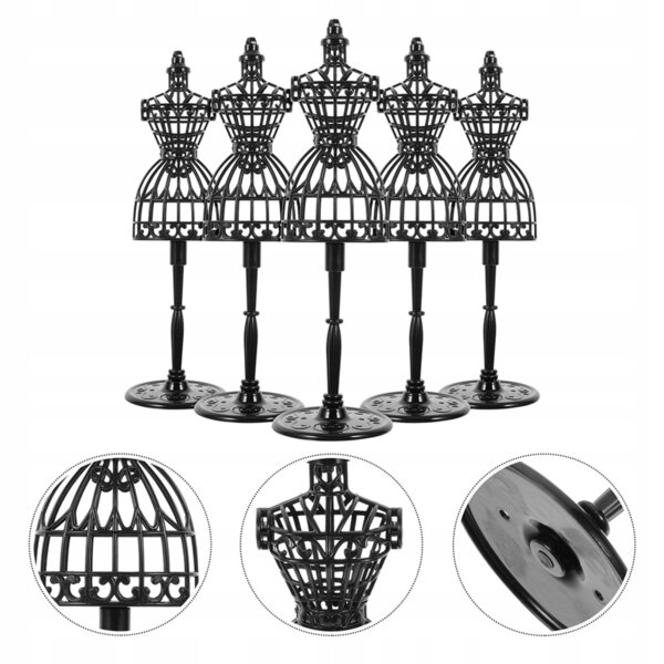 Set 6 manichini miniatura per abiti e gioielli da 21 cm in plastica colorati
