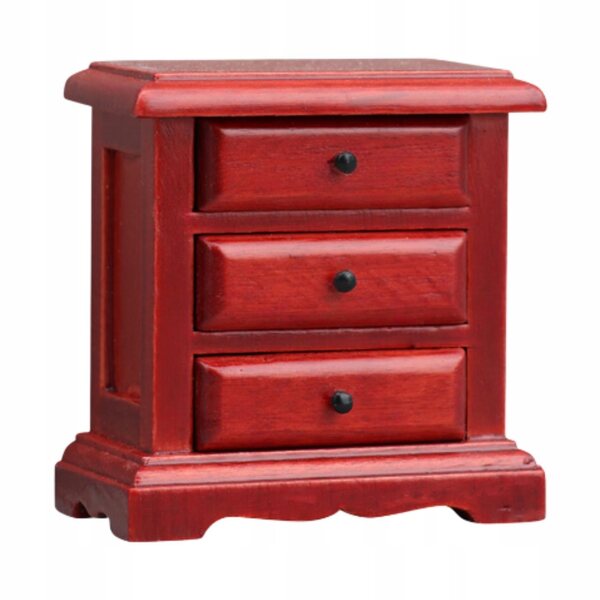 Miniatura cassettiera rossa in legno per casa delle bambole scala 1:12