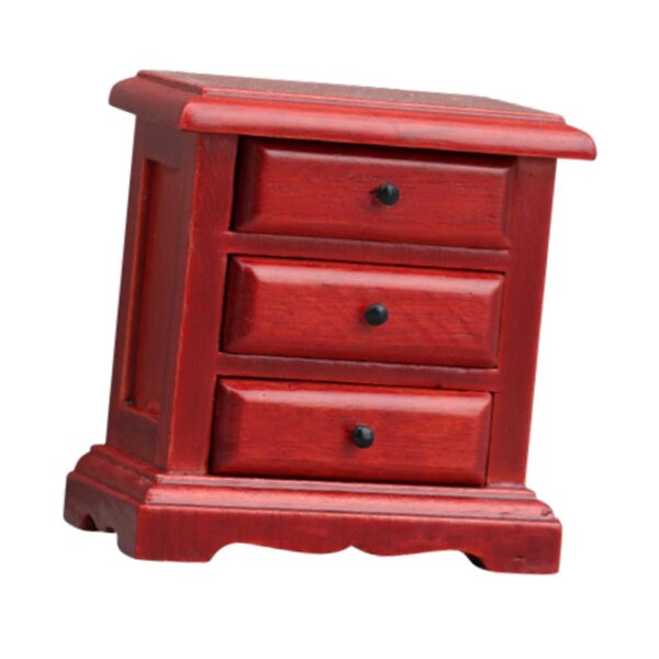 Miniatura cassettiera rossa in legno per casa delle bambole scala 1:12