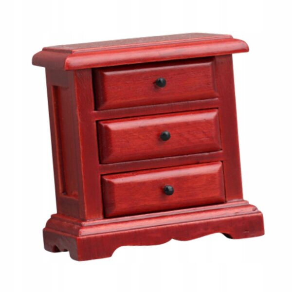 Miniatura cassettiera rossa in legno per casa delle bambole scala 1:12