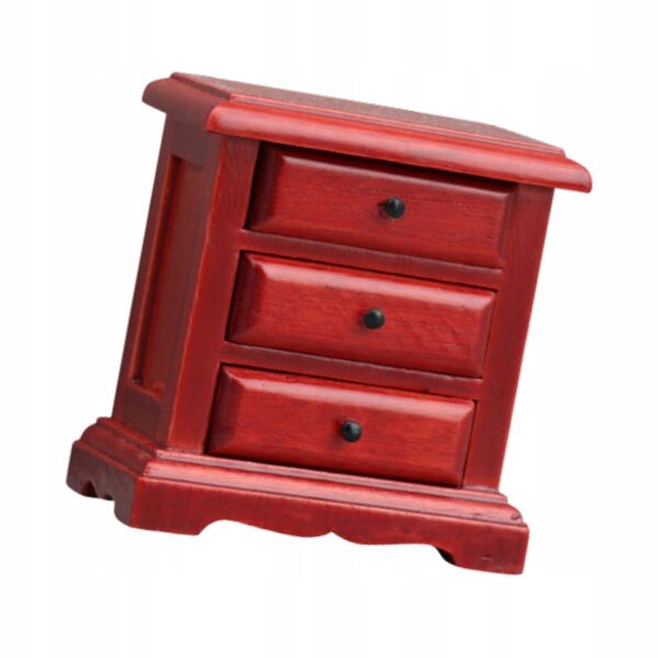 Miniatura cassettiera rossa in legno per casa delle bambole scala 1:12