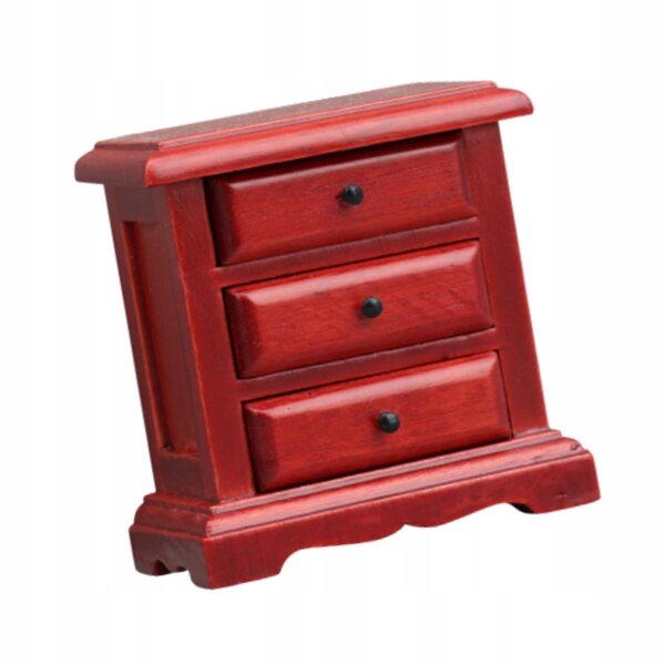 Miniatura cassettiera rossa in legno per casa delle bambole scala 1:12