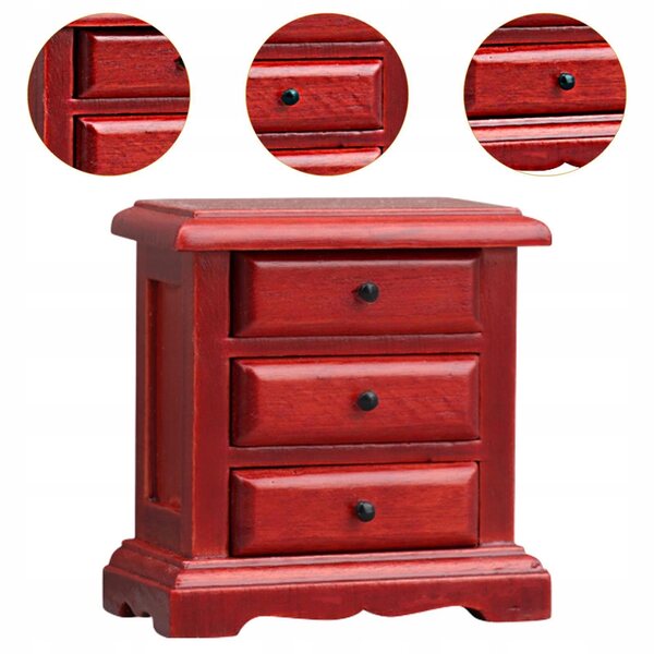 Miniatura cassettiera rossa in legno per casa delle bambole scala 1:12