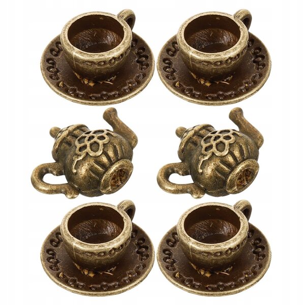 Set 2 Miniature Accessori da Tè in Metallo Realistici per Case delle Bambole