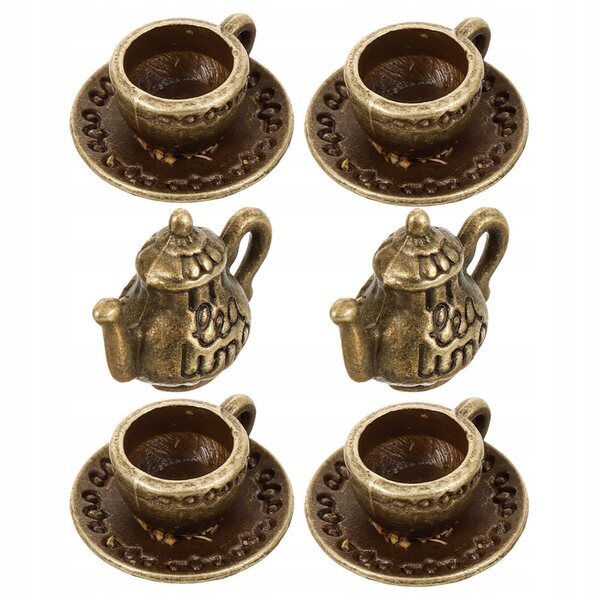 Set 2 Miniature Accessori da Tè in Metallo Realistici per Case delle Bambole
