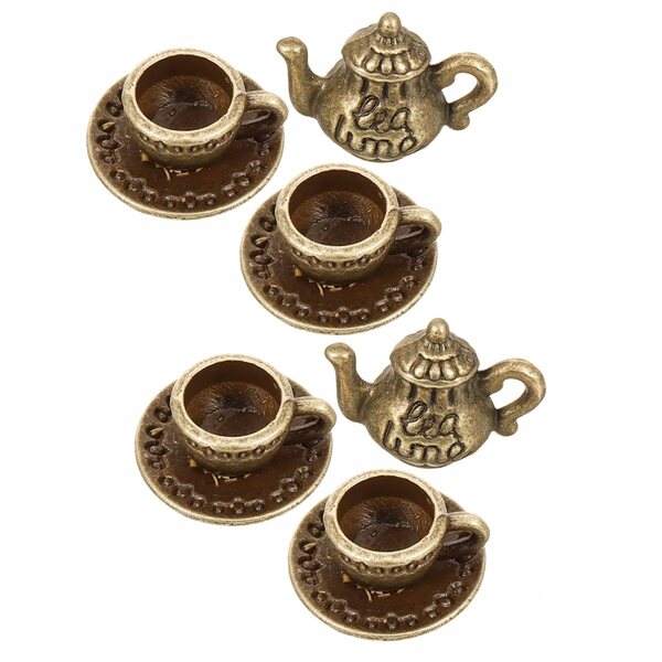 Set 2 Miniature Accessori da Tè in Metallo Realistici per Case delle Bambole
