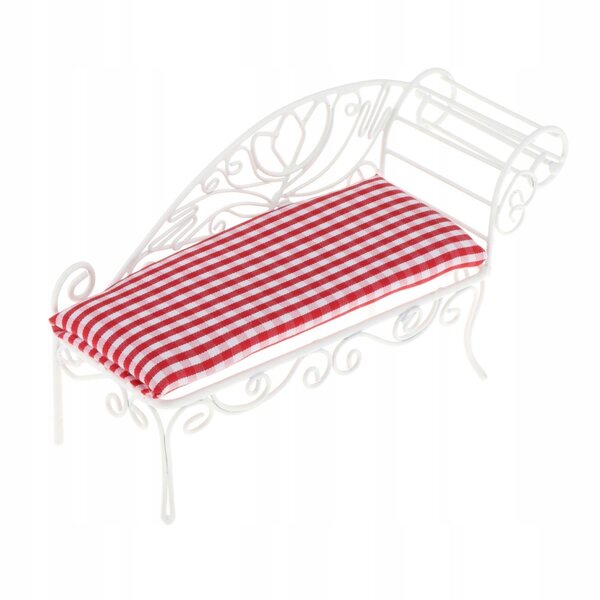 Miniatura Sofa 1:12 in Metallo e Tessuto Bianco per Casa delle Bambole