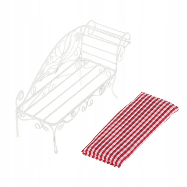 Miniatura Sofa 1:12 in Metallo e Tessuto Bianco per Casa delle Bambole
