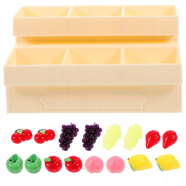 Mini Scaffale per Frutta e Verdura in Plastica per Casa delle Bambole 9x6,5x5,5 cm
