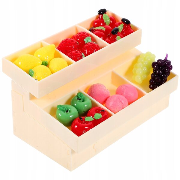 Mini Scaffale per Frutta e Verdura in Plastica per Casa delle Bambole 9x6,5x5,5 cm