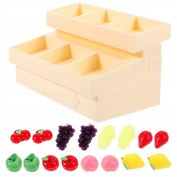 Mini Scaffale per Frutta e Verdura in Plastica per Casa delle Bambole 9x6,5x5,5 cm