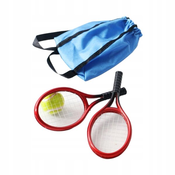 Miniatura tennis set 1:12 per doll house con racchette e palline in legno