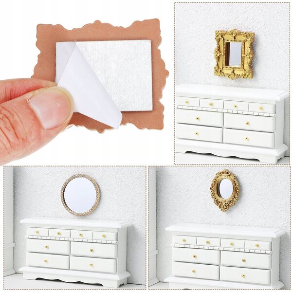Set 6 Specchi Miniatura per Casa delle Bambole in Resina e Vetro Colorati