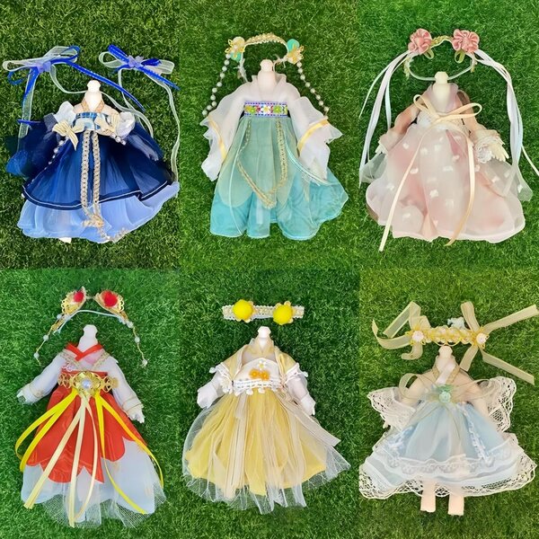 Blaue Hanfu-Kleidung für 16–17 cm große BJD-Puppen im traditionellen chinesischen Stil
