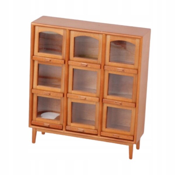 Miniatura mobiletto in legno chiaro per casa delle bambole con 9 scomparti