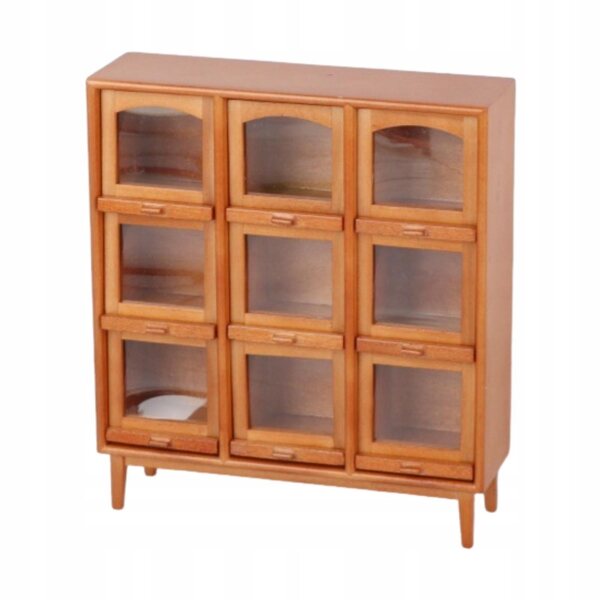 Miniatura mobiletto in legno chiaro per casa delle bambole con 9 scomparti