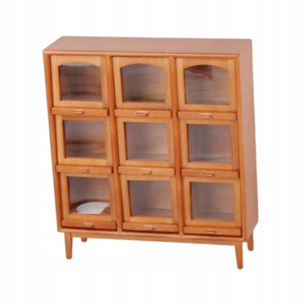 Miniatura mobiletto in legno chiaro per casa delle bambole con 9 scomparti