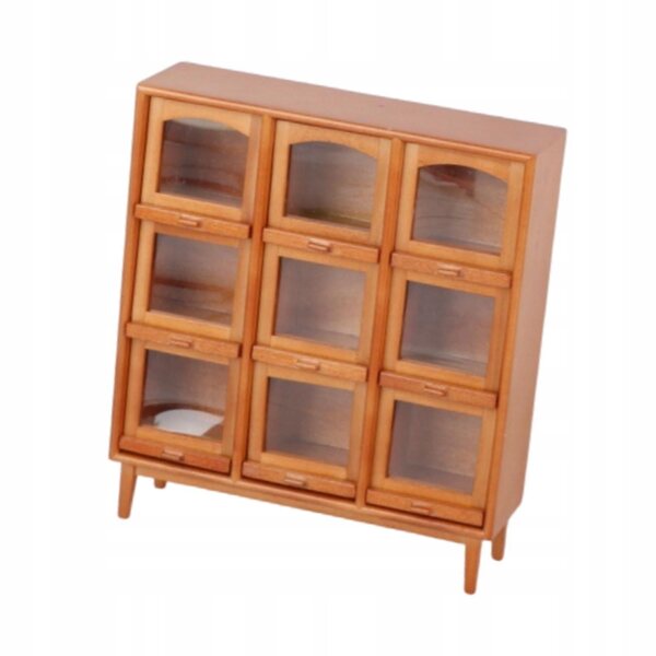 Miniatura mobiletto in legno chiaro per casa delle bambole con 9 scomparti