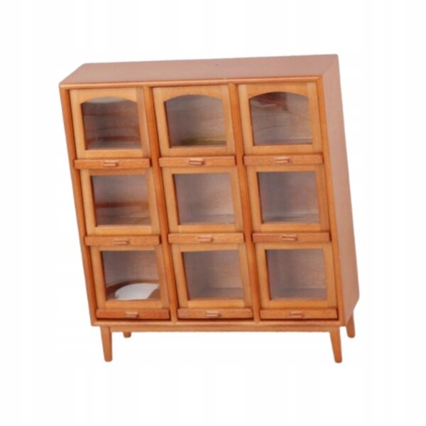 Miniatura mobiletto in legno chiaro per casa delle bambole con 9 scomparti