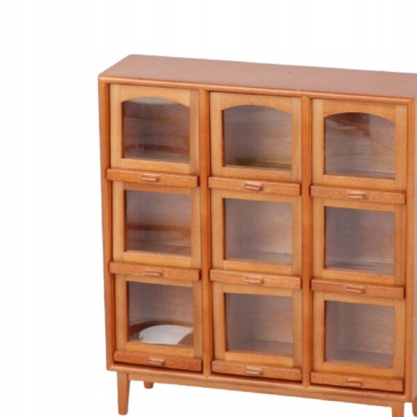 Miniatura mobiletto in legno chiaro per casa delle bambole con 9 scomparti