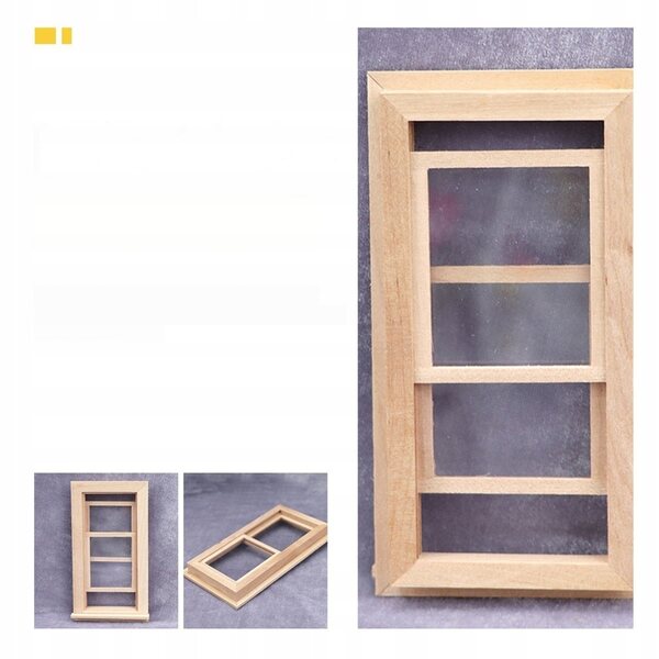 Mini finestra in legno decorativa per casette delle bambole, resistente e realistica