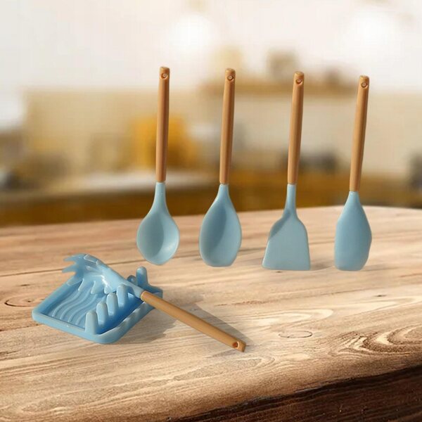 Küchenzubehör-Set für Puppenhäuser im Maßstab 1:6, blaue Dekoration