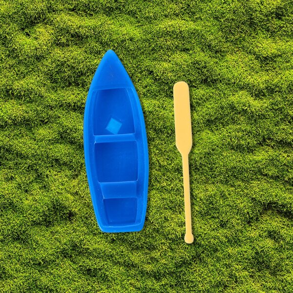 Set 2 Mini Decorazioni Casa Barca e Salvagente Blu in Plastica Resistente